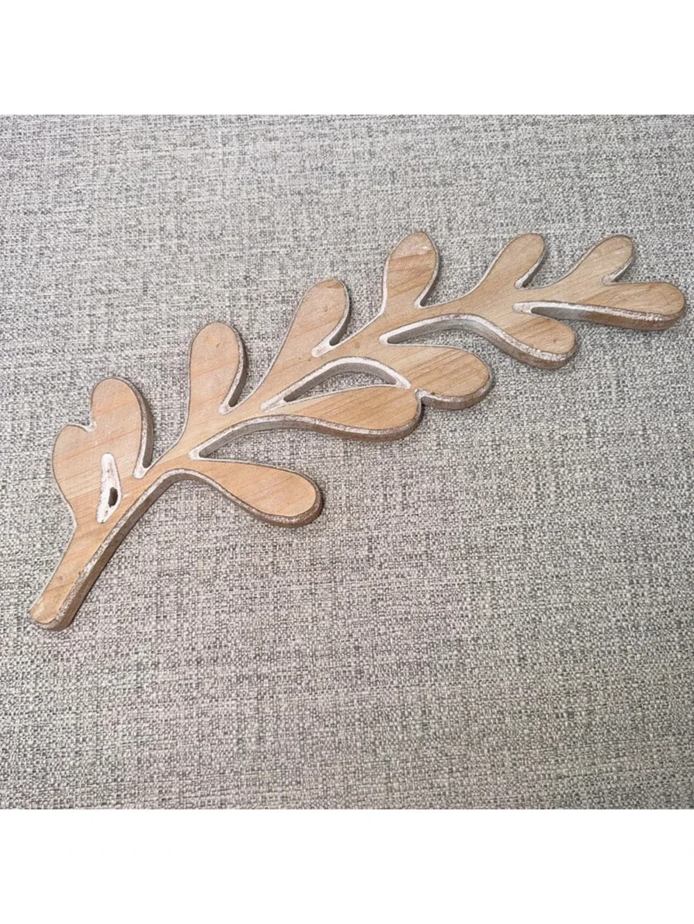 Wooden Lambs Ear Leaf Branch Wall Decor Botanical Farmhouse 16” Natural Wood